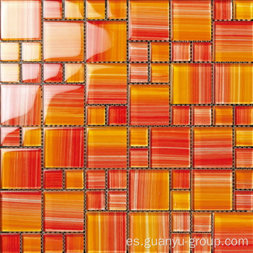 Mosaico de cristal de pintura a mano de color naranja intenso